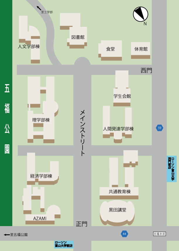 富山大学五福キャンパスの富大祭の案内地図