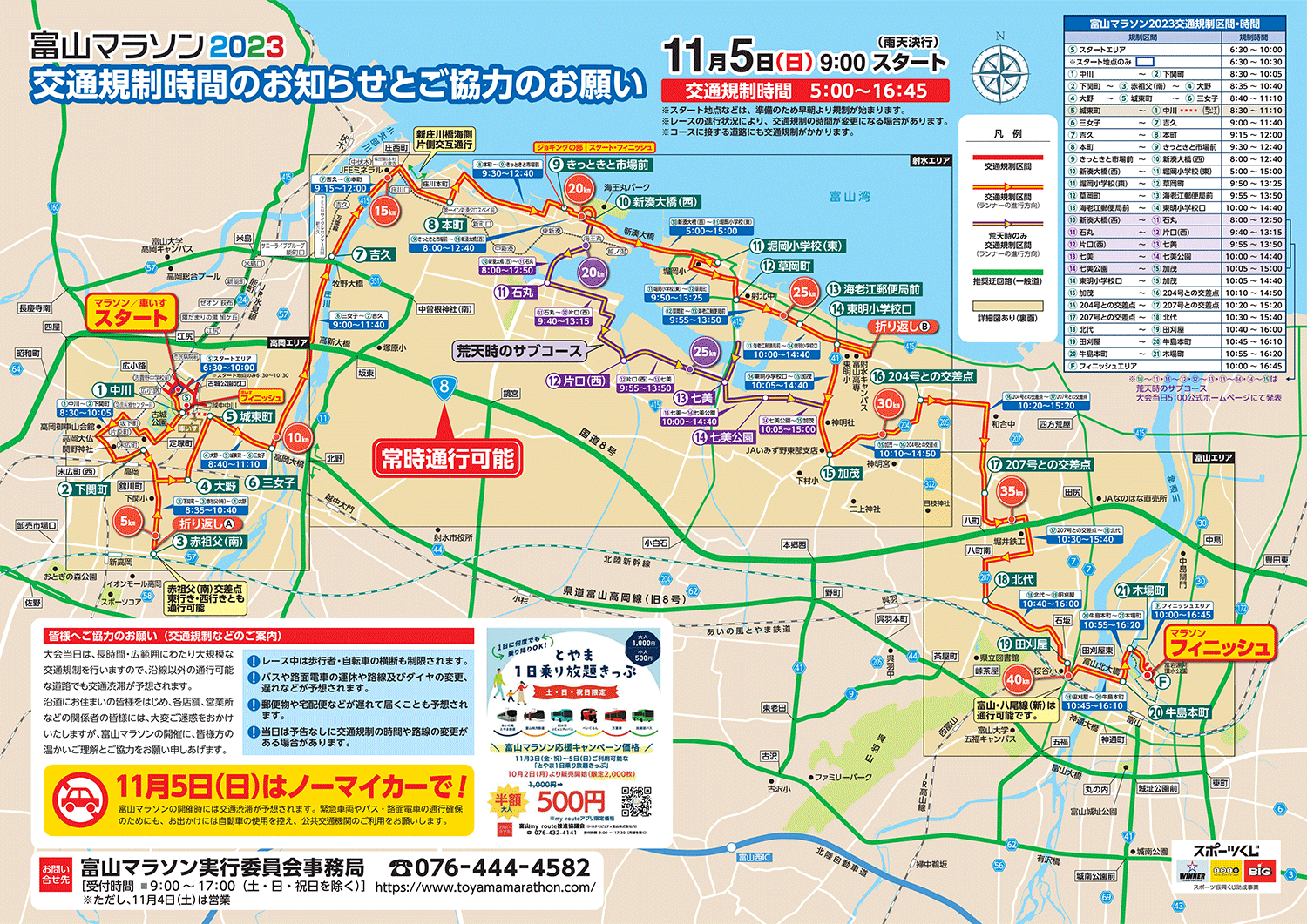 【富山マラソン2023】開催日時やエントリー日程、ゲストなど丸分かり！交通規制