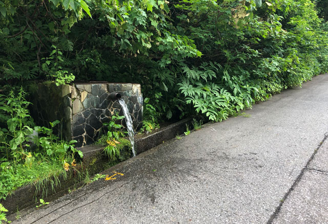 落差日本一の観光スポット「称名滝 しょうみょうだき」にある「レストハウス称名」前の湧き水
