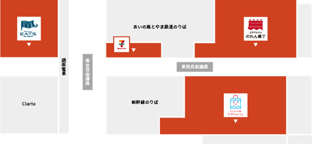 2020年6月のJR富山駅のとやマルシェの全体図