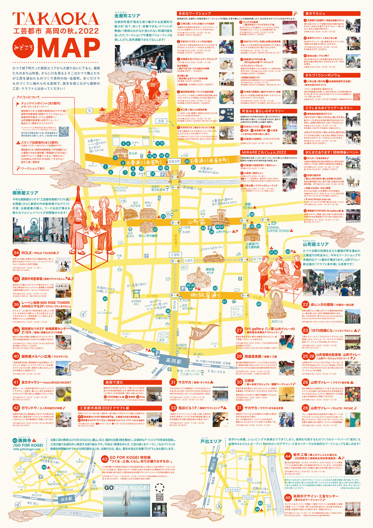 富山県高岡市で開催される「市場街 (いちばまち)」の会場マップ