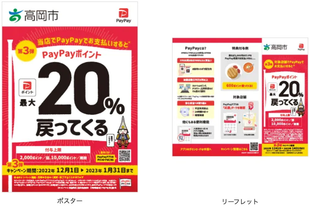 2022年12月~2023年1月の富山県高岡市のPayPay20%還元キャンペーンのポスター
