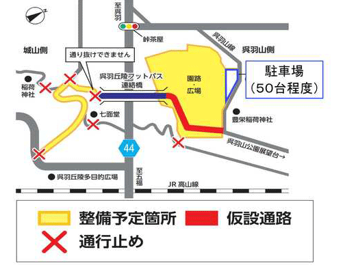 呉羽丘陵フットパス連絡橋の駐車場マップ